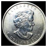 2010 Silver 1 oz Canadian Maple Leaf $5 GEM BU
