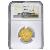 1916-S $5 Gold Half Eagle NGC MS61