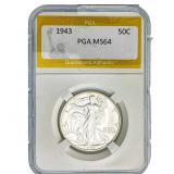 1943 Walking Liberty Half Dollar PGA MS64