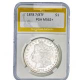 1878 7/8TF Morgan Silver Dollar PGA MS62+