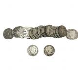 Roll of 40 Silver Barber 25C