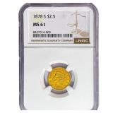 1878-S $2.50 Gold Quarter Eagle NGC MS61