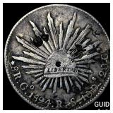 1894 Mexico Silver 8 Reales Punchmarked NEARLY UNC