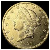 1891-S Liberty Head $20 Double Eagle Gold UNCIRCUL