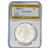 1881-CC Morgan Silver Dollar PGA MS63