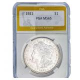 1921 Morgan Silver Dollar PGA MS65