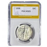 1938 Walking Liberty Half Dollar PGA MS65
