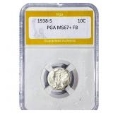 1938-S Mercury Silver Dime PGA MS67+ FB