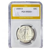 1939-D Walking Liberty Half Dollar PGA MS66+