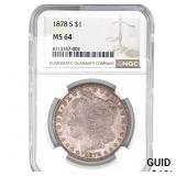 1878-S Morgan Silver Dollar NGC MS64