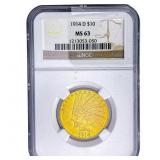 1914-D $10 Gold Eagle NGC MS63