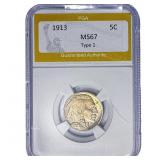 1913 Buffalo Nickel PGA MS67 Type 1