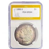 1886-S Morgan Silver Dollar PGA MS64