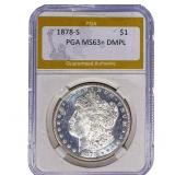 1878-S Morgan Silver Dollar PGA MS63+ DMPL