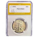 1943 Walking Liberty Half Dollar PGA MS65