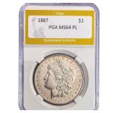 1887 Morgan Silver Dollar PGA MS64 PL