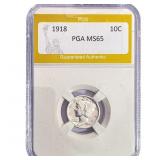 1918 Mercury Silver Dime PGA MS65