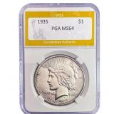 1935 Silver Peace Dollar PGA MS64