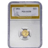 1851 Rare Gold Dollar PGA AU58
