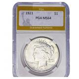 1921 Silver Peace Dollar PGA MS64