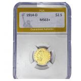 1914-D $2.50 Gold Quarter Eagle PGA MS63+