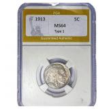 1913 Buffalo Nickel PGA MS64 Type 1