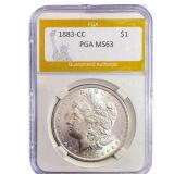 1883-CC Morgan Silver Dollar PGA MS63