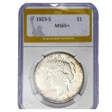 1923-S Silver Peace Dollar PGA MS65+