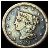 1855 Braided Hair Half Cent LIGHTLY CIRCULATED