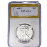 1945-S Walking Liberty Half Dollar PGA MS65
