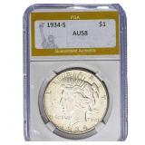 1934-S Silver Peace Dollar PGA AU58