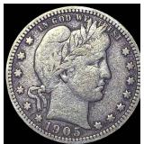 1905-S Silver Barber Quarter NEARLY UNCIRCULATED