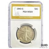 1943-S Walking Liberty Half Dollar PGA MS64