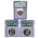 [3 Coins] 1962-D,1964 10C Roosevelt, 50c Kennedy P