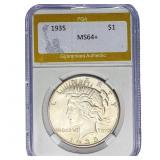 1935 Silver Peace Dollar PGA MS64+