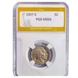 1937-S Buffalo Nickel PGA MS66