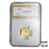 1861 $2.50 Gold Quarter Eagle PGA MS63