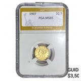 1907 $2.50 Gold Quarter Eagle PGA MS65