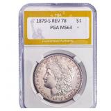 1879-S REV 78 Morgan Silver Dollar PGA MS63