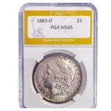 1883-O Morgan Silver Dollar PGA MS65