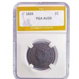 1826 Coronet Head Large Cent PGA AU50