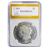 1921 Morgan Silver Dollar PGA MS65 PL