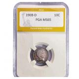 1908-D Barber Dime PGA MS65