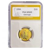 1994 1/4oz $10 Gold Eagle PGA MS69