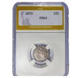1870 Seated Liberty Dime PGA PR64
