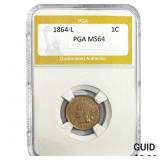 1864-L Indian Head Cent PGA MS64