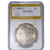1878-S Morgan Silver Dollar PGA MS64