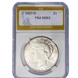 1927-D Silver Peace Dollar PGA MS63