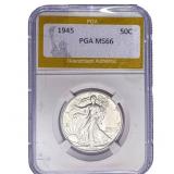1945 Walking Liberty Half Dollar PGA MS66