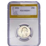 1932 Washington Silver Quarter PGA MS64+